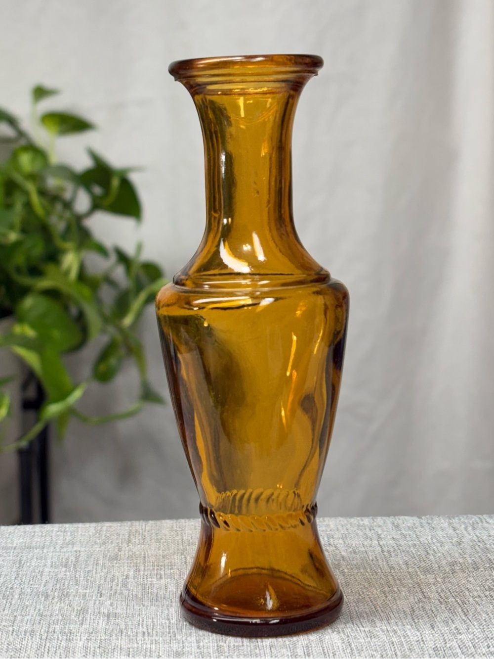 Vintage Amber Glass Bud Vase